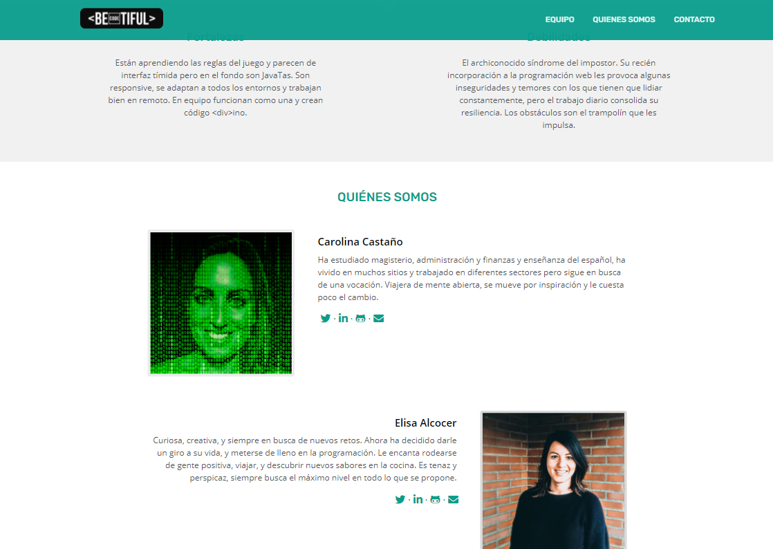 Screenshot of BEcodeTIFUL web